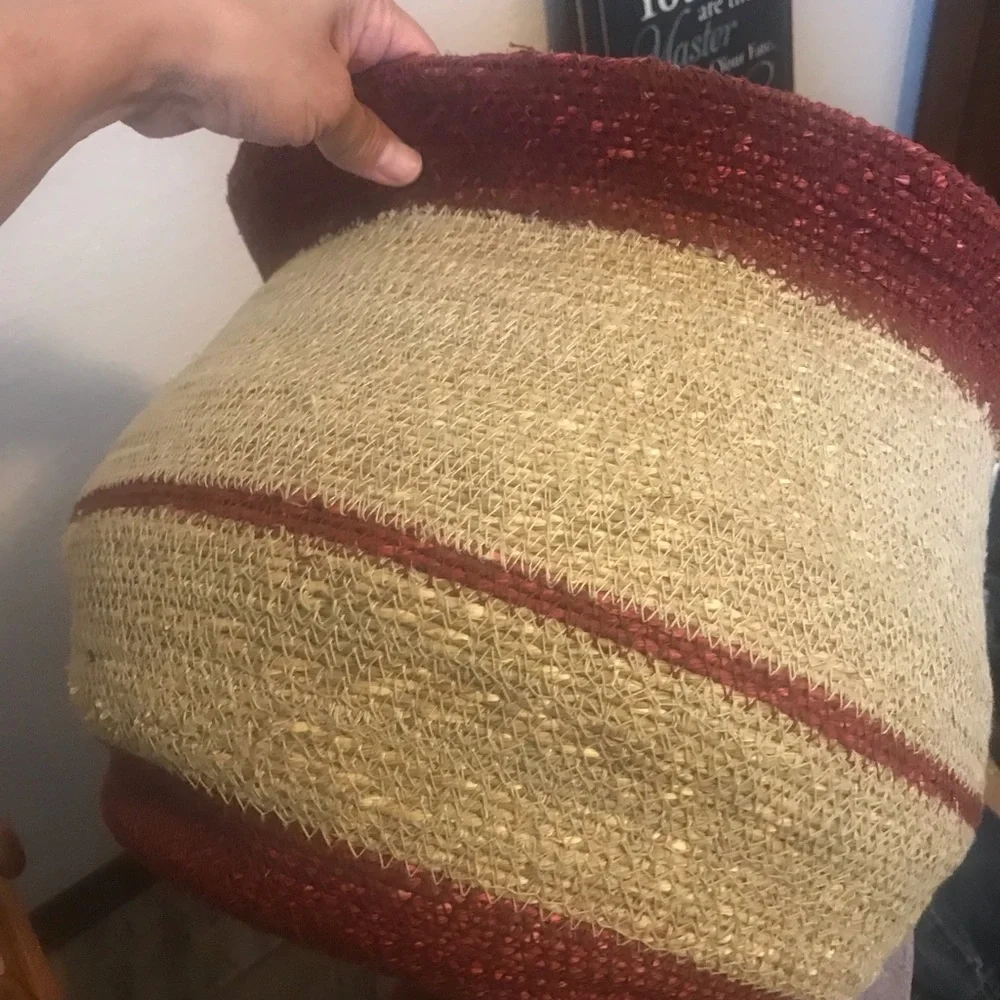 Opalhouse Natural and Burgundy Woven Storage Basket
